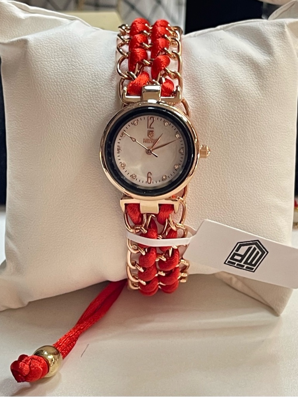 Invicta Red Chain-Link Women's Watch with Braided Band